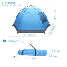 Load image into Gallery viewer, MDHAND 3-4 Person Automatic Family Instant Pop Up Waterproof Tent

