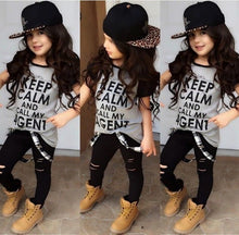 画像をギャラリービューアに読み込む, Fashion Girls Clothes Short Sleeve Tops Leggings Pants Outfits 2-7T
