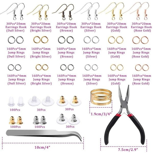 Everso 2500Pcs Earring Hooks Earring Making Kit for Jewelry