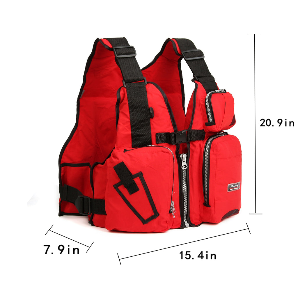 Outdoor Safety Life Jackets W/ Multi-Pockets & Reflective Belt Vests, for Adults