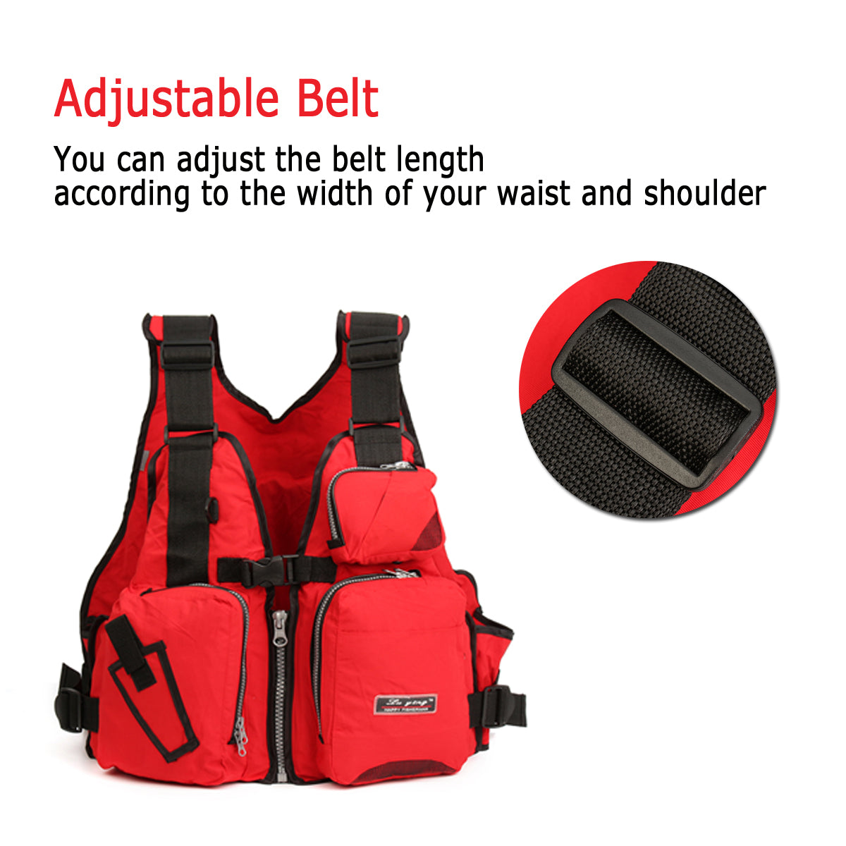 Outdoor Safety Life Jackets W/ Multi-Pockets & Reflective Belt Vests, for Adults