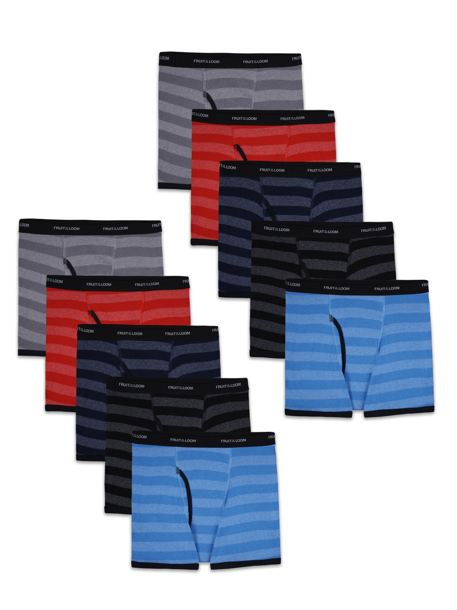 Fruit of the Loom Boys 7 Pack Striped Boxer Brief