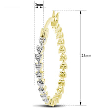 画像をギャラリービューアに読み込む, Diamond Hearts Hoop Earrings In Yellow Gold Overlay, 1 Inch For Women
