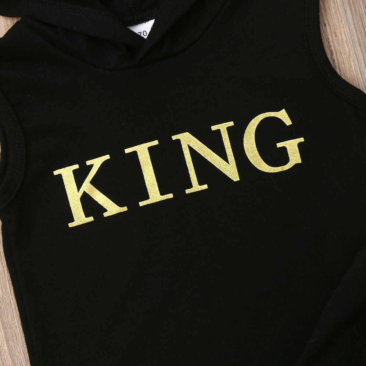 King Boy Sleeveless Hooded Tops+Shorts Outfits Set
