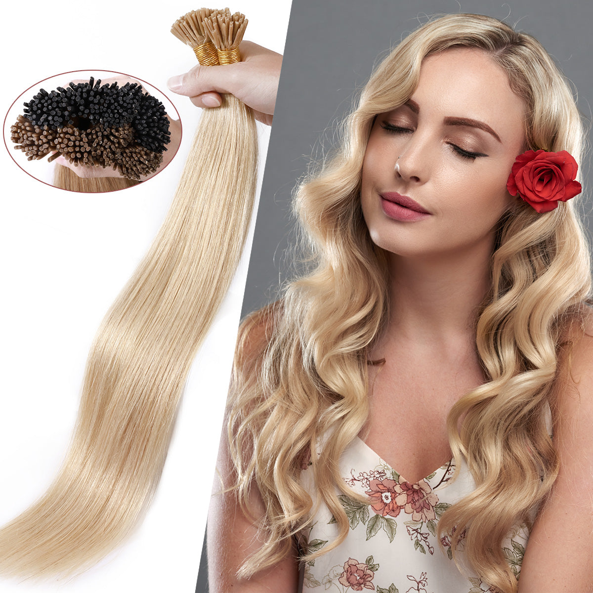 I Tip Hair Extensions Human  Highlight Remy Straight Hair Extensions