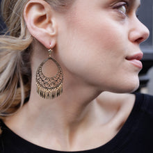 Load image into Gallery viewer, Peermont 18K Gold Plated Gold Filigree Cut-out Dangling Earrings
