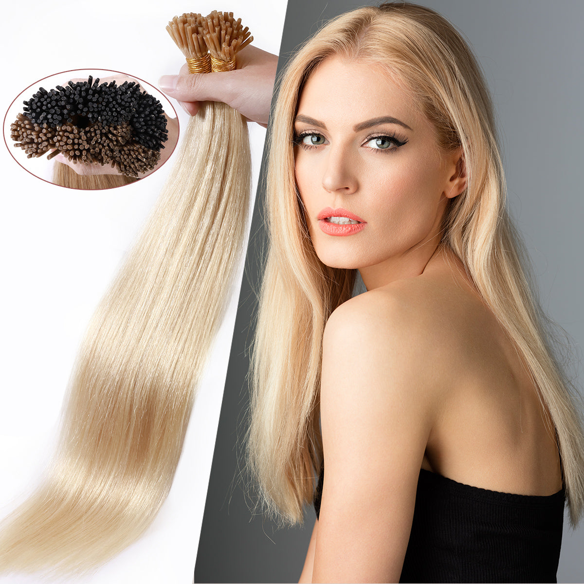 I Tip Hair Extensions Human  Highlight Remy Straight Hair Extensions