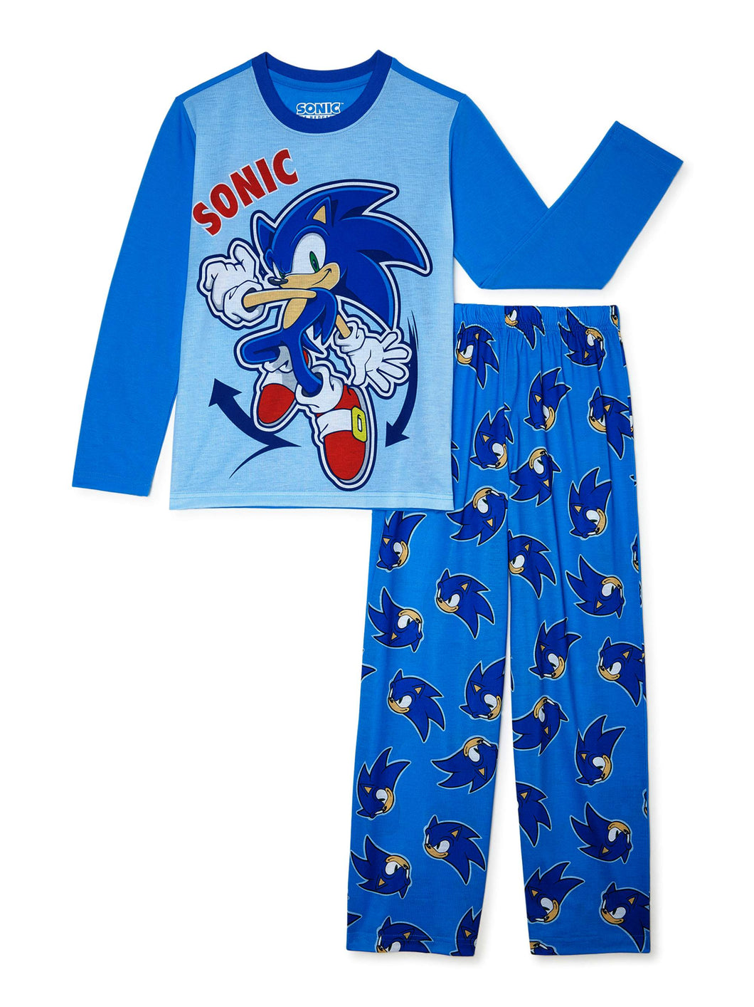 Sonic Boys Long Sleeve Top & Long Pants 2-Piece Pajama Set, Sizes 4-12