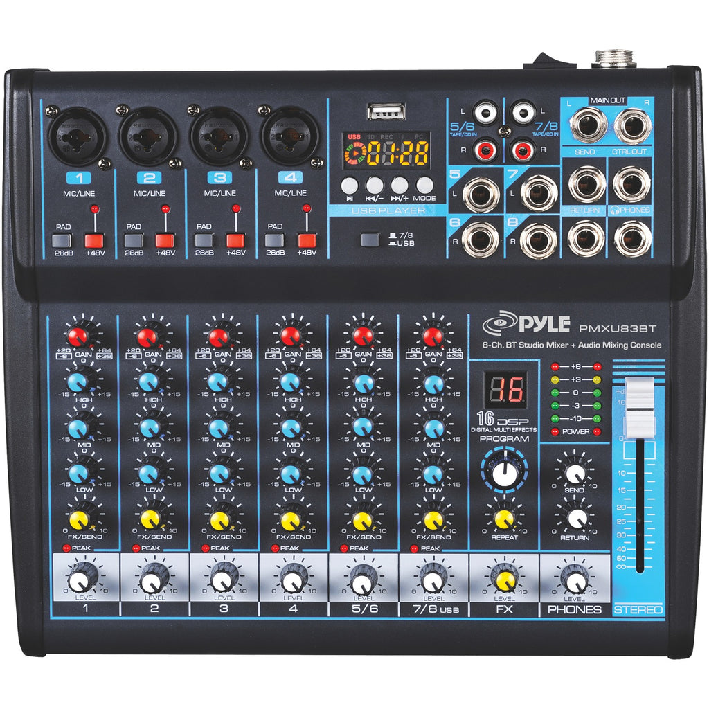 Pyle 8-Channel Bluetooth DJ Studio Mixer
