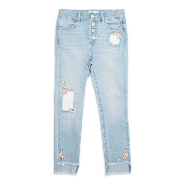 Girls Embroidered Super Skinny Ankle Jeans, Sizes 4-18
