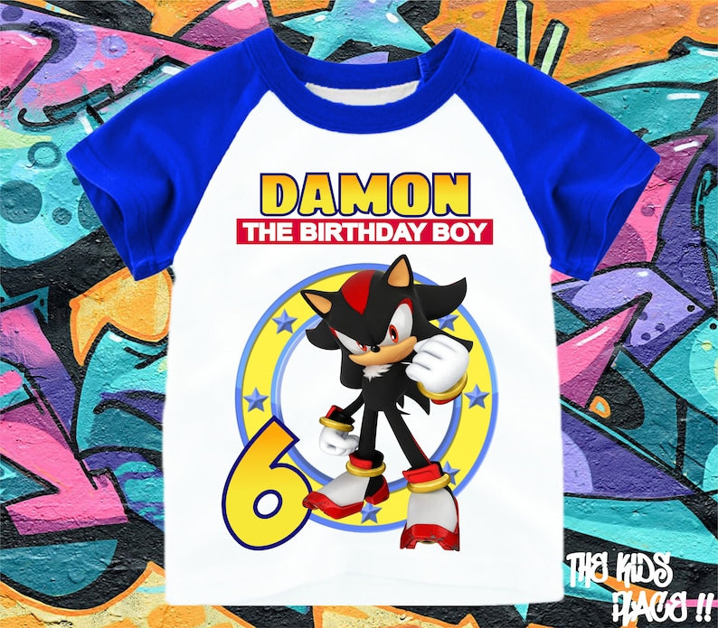 Handmade Sonic Inspired Birthday Shadow Custom  short Sleeve T Shirt