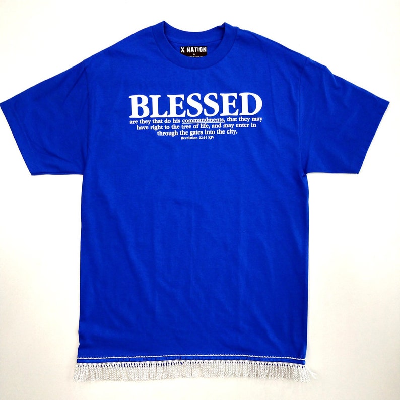 Hebrew Israelite T Shirt with Fringes, Blessed - X Nation Brand - 12 Tribes Garments