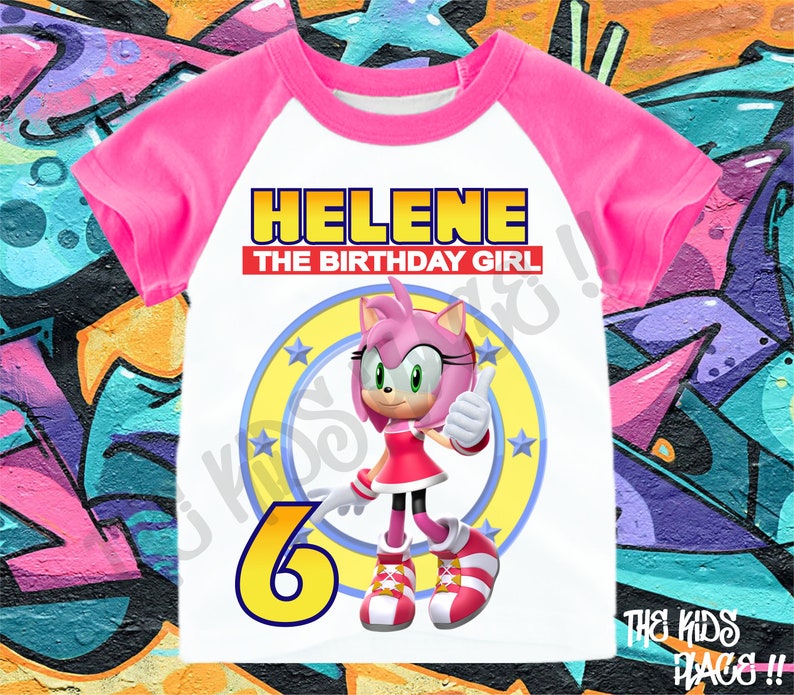 Personalized Amy Sonic Inspired Family Birthday Party T- Short