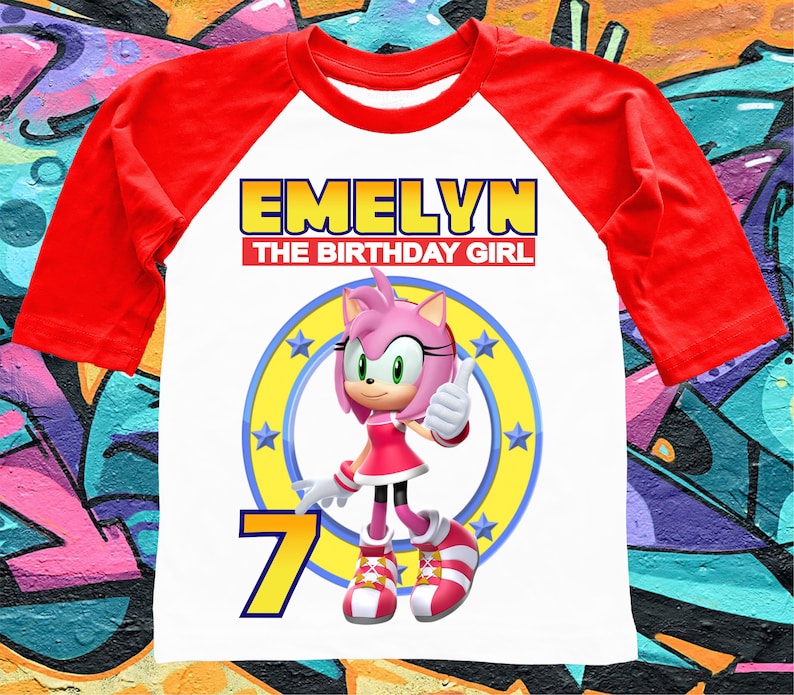 Personalized Amy Sonic Inspired Family Birthday Party T- Short