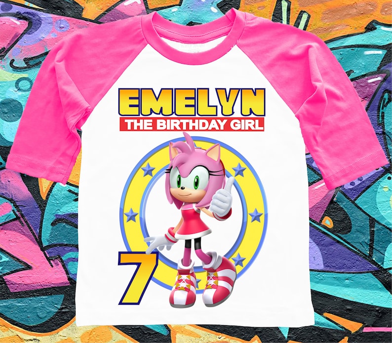 Personalized Amy Sonic Inspired Family Birthday Party T- Short
