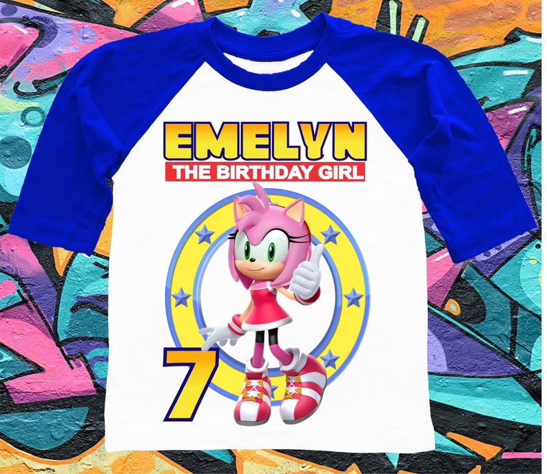 Personalized Amy Sonic Inspired Family Birthday Party T- Short