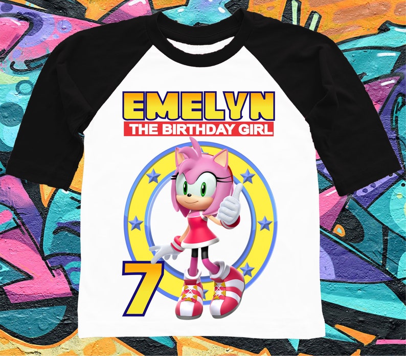 Personalized Amy Sonic Inspired Family Birthday Party T- Short
