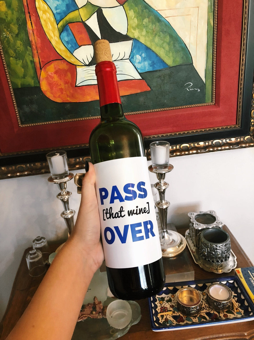 PASSOVER WINE LABEL (Set of 2); Wine Decorations
