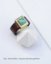 Load image into Gallery viewer, Black Leather Band Rings With Crystal
