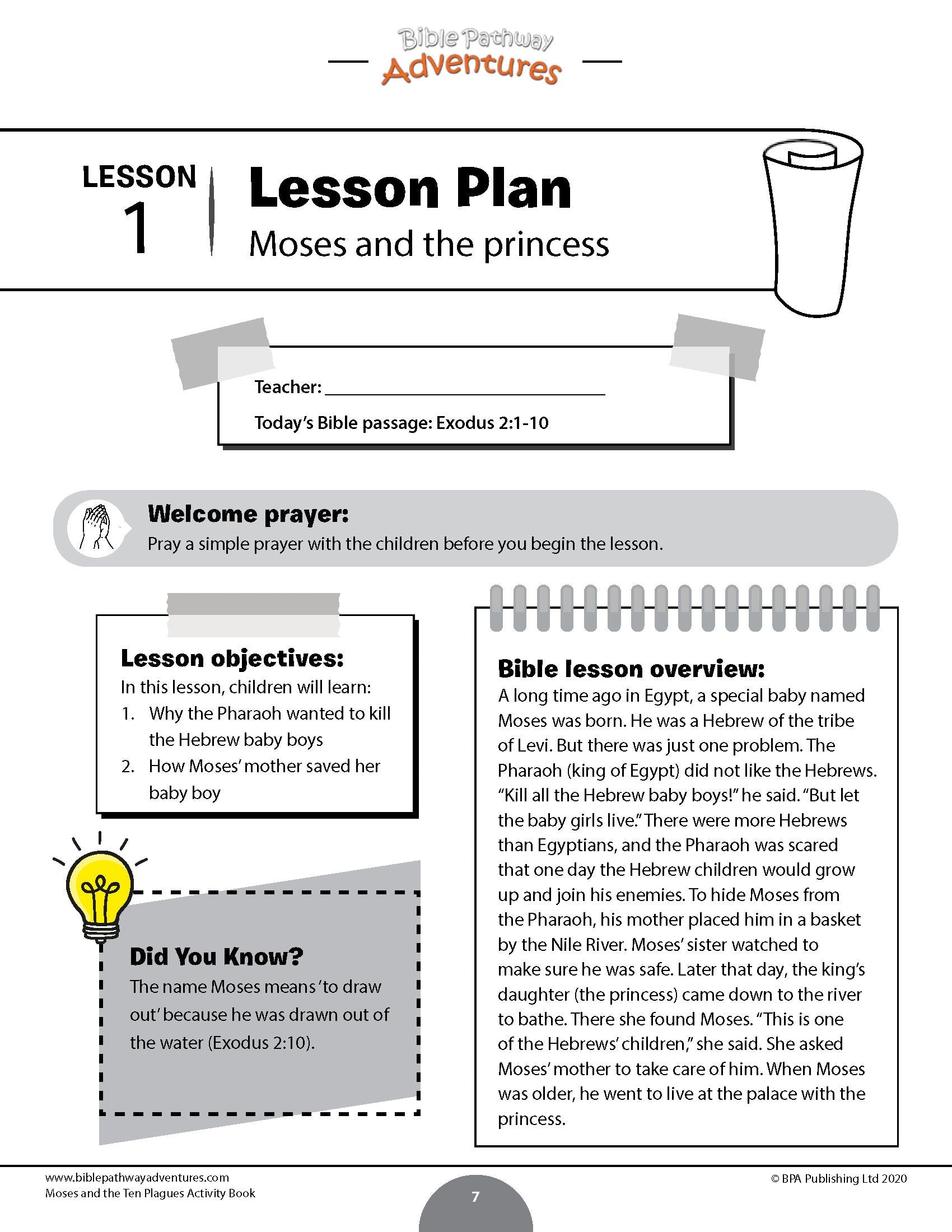 The Passover Story Activity Lesson Book