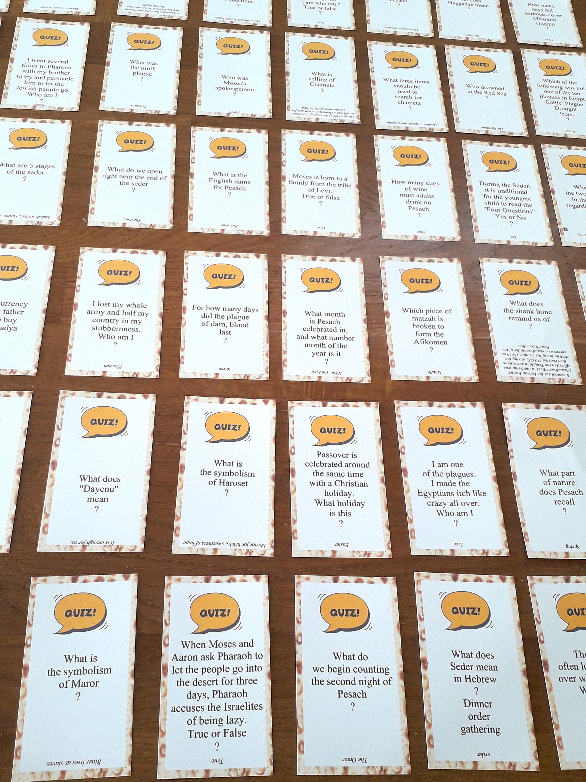Passover Family Game 50 Trivia Cards Instant Download