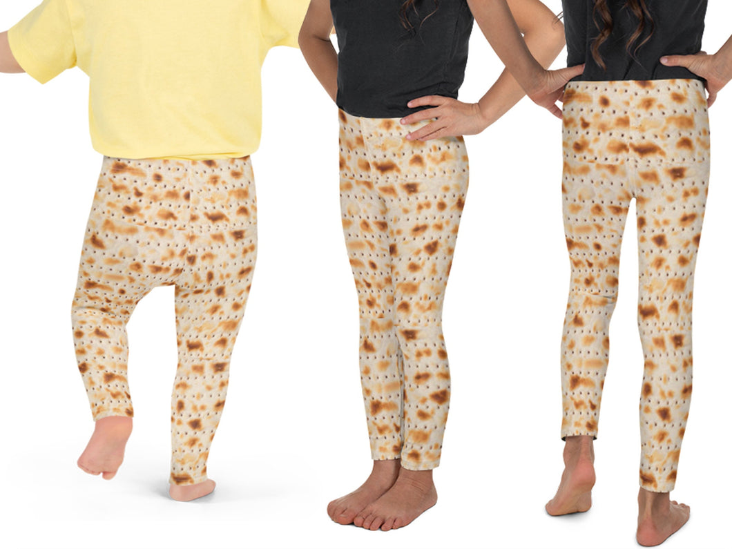 Matzo Flatbread Pattern Kids Leggings Passover