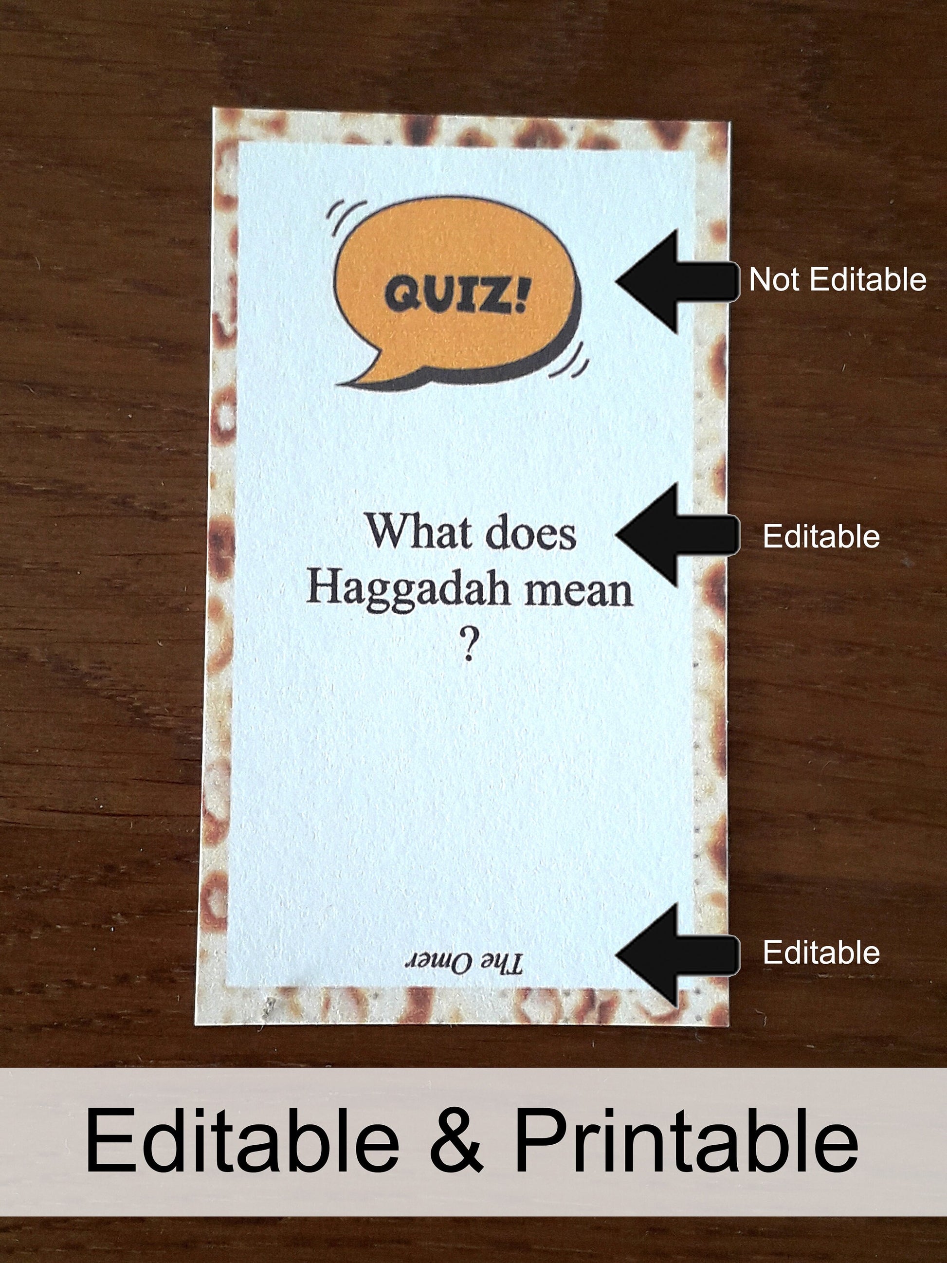 Passover Family Game 50 Trivia Cards Instant Download