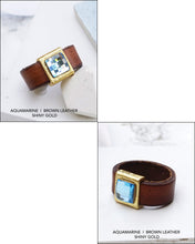 Load image into Gallery viewer, Black Leather Band Rings With Crystal
