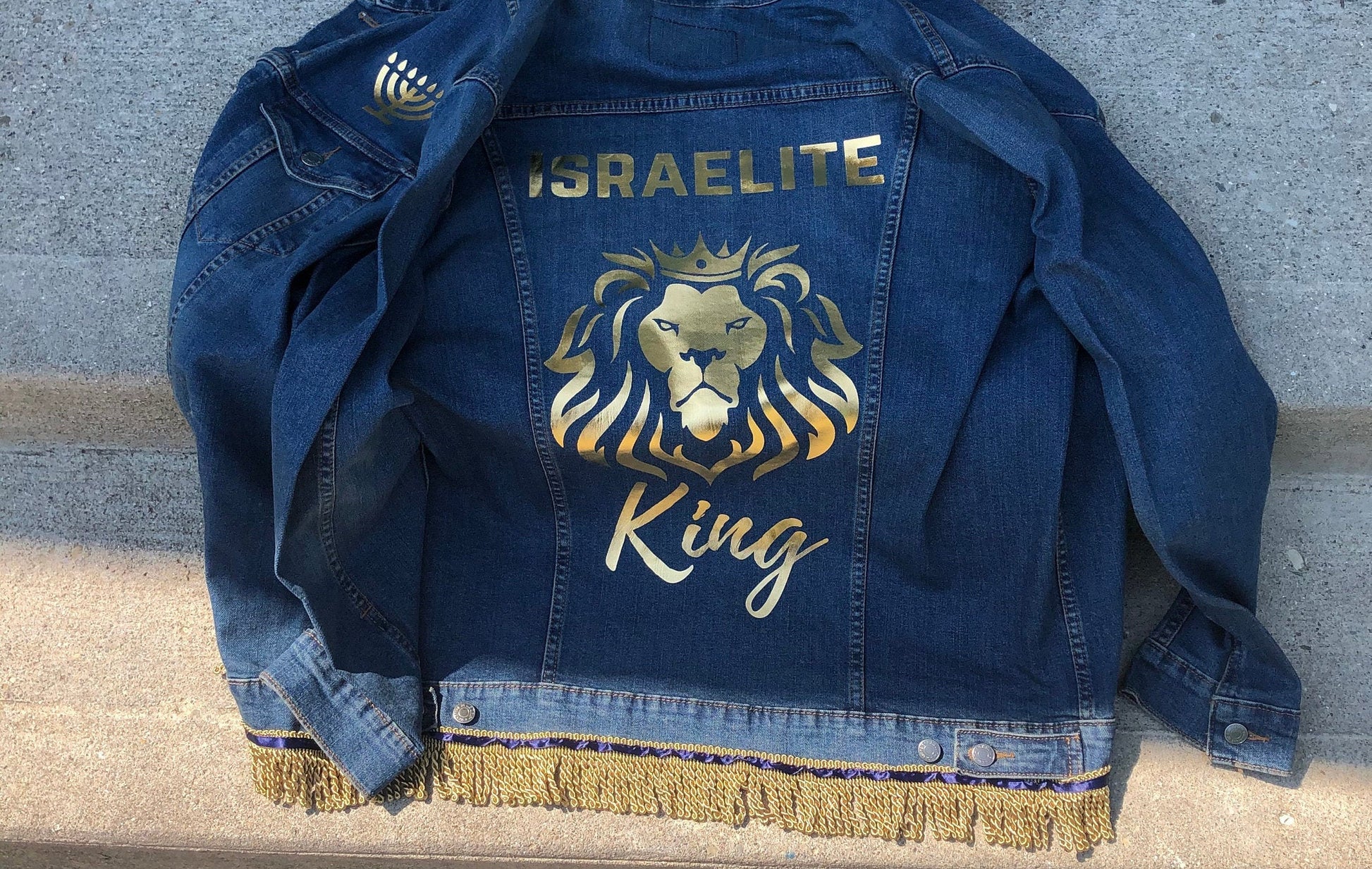 Israelite King Custom Denim Jacket With Fringes