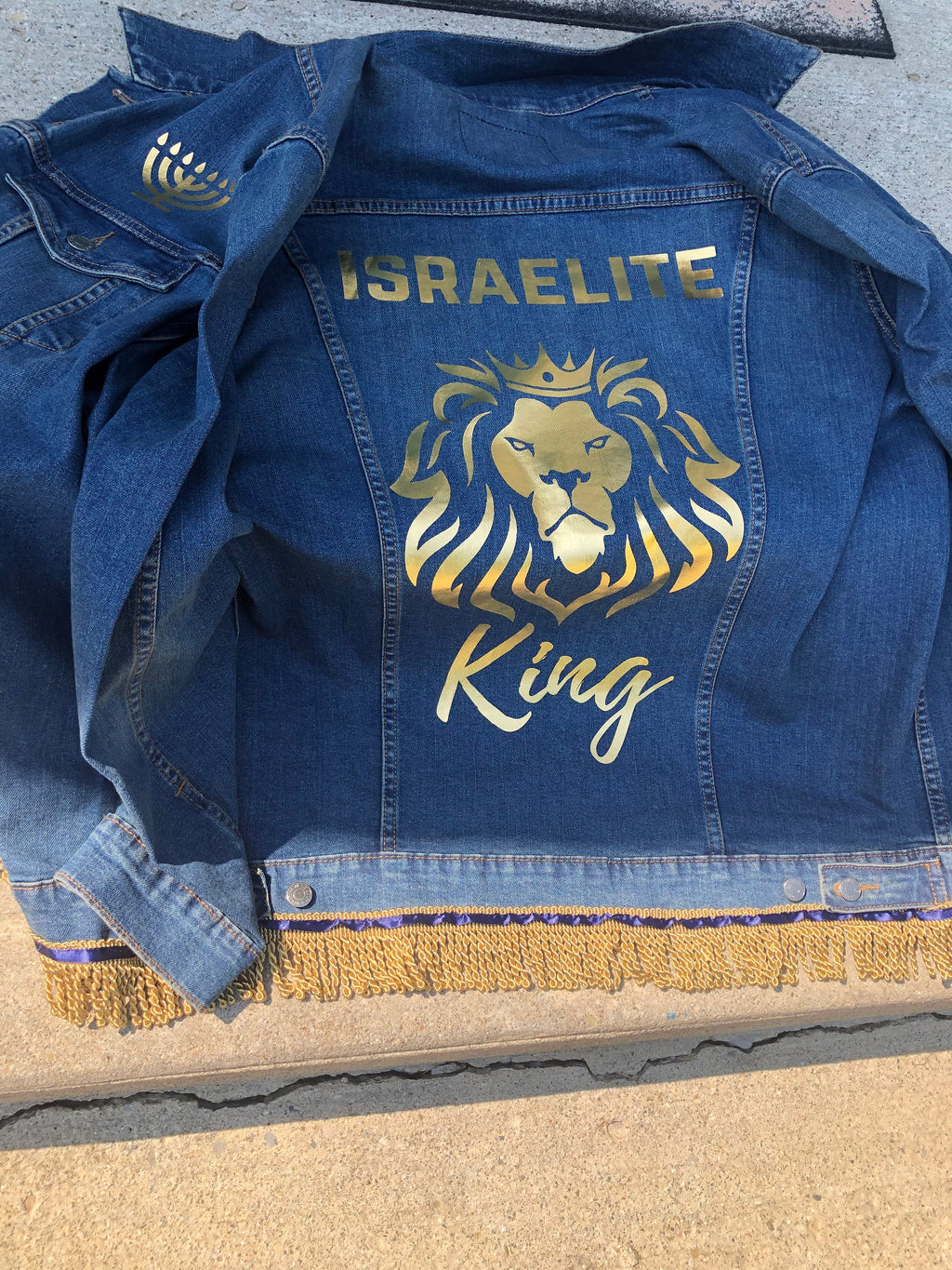 Israelite King Custom Denim Jacket With Fringes