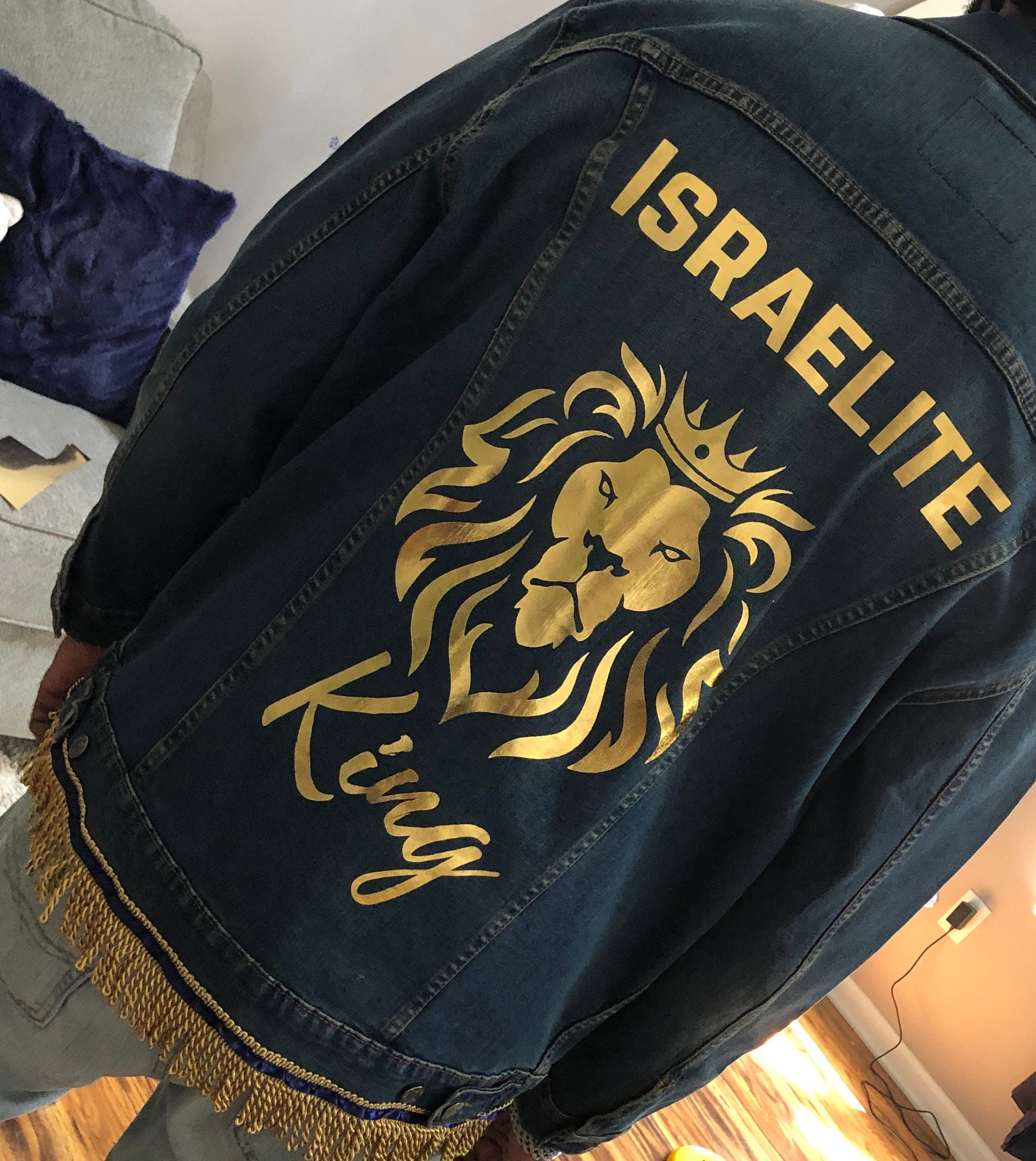 Israelite King Custom Denim Jacket With Fringes