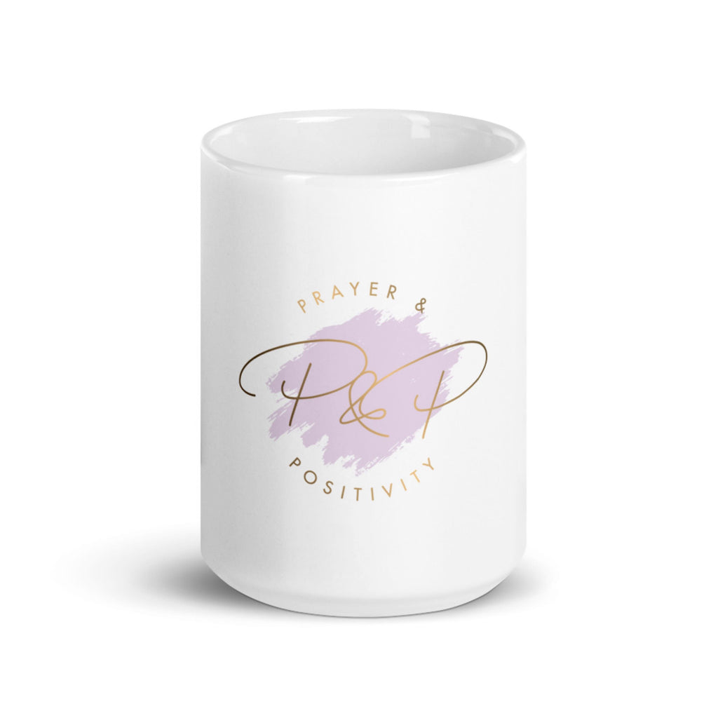 Prayer & Positivity White Glossy Coffee Mug