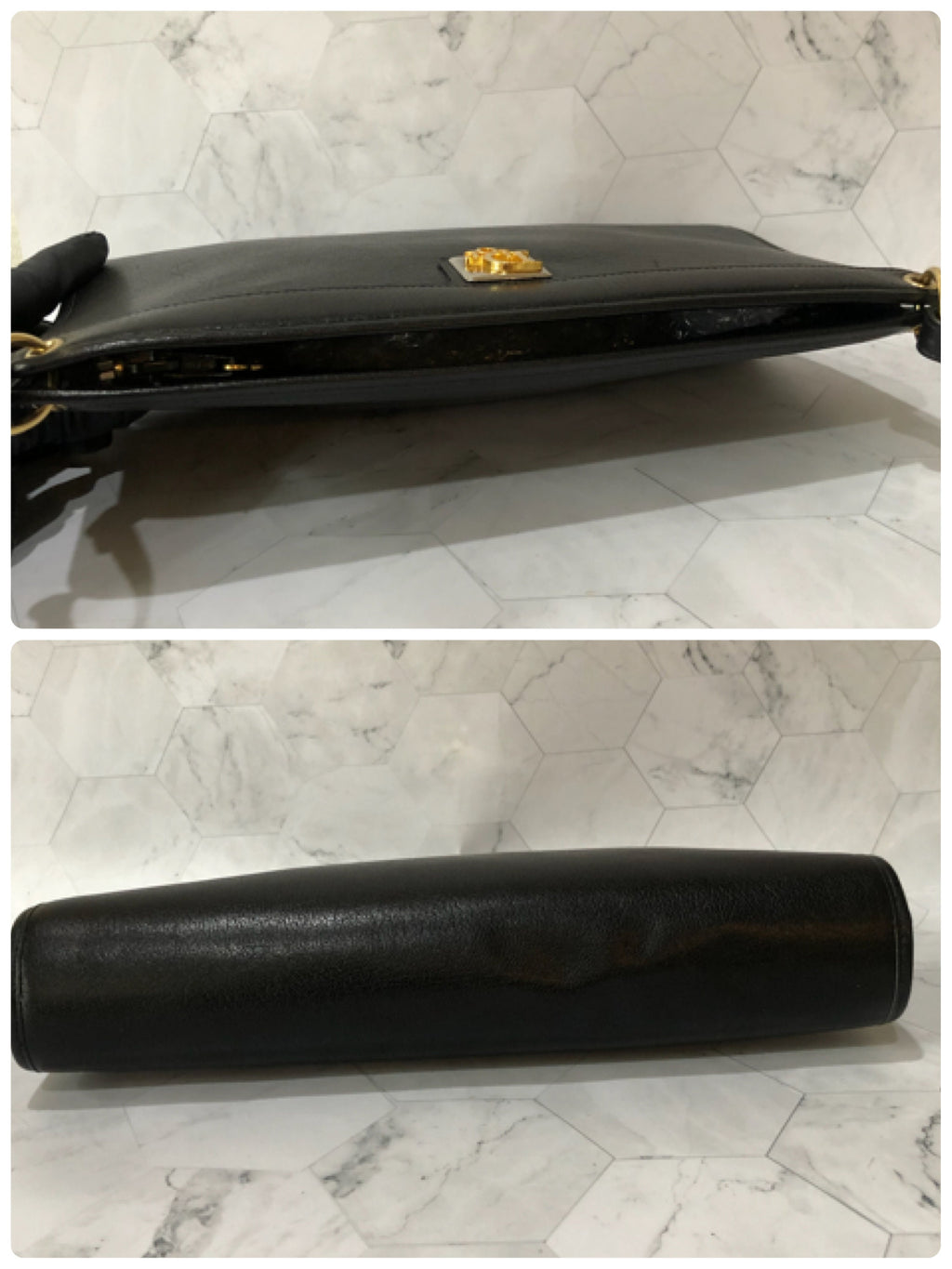 Vintage Christian Dior Shoulder Bag Authentic Black Leather Clutch