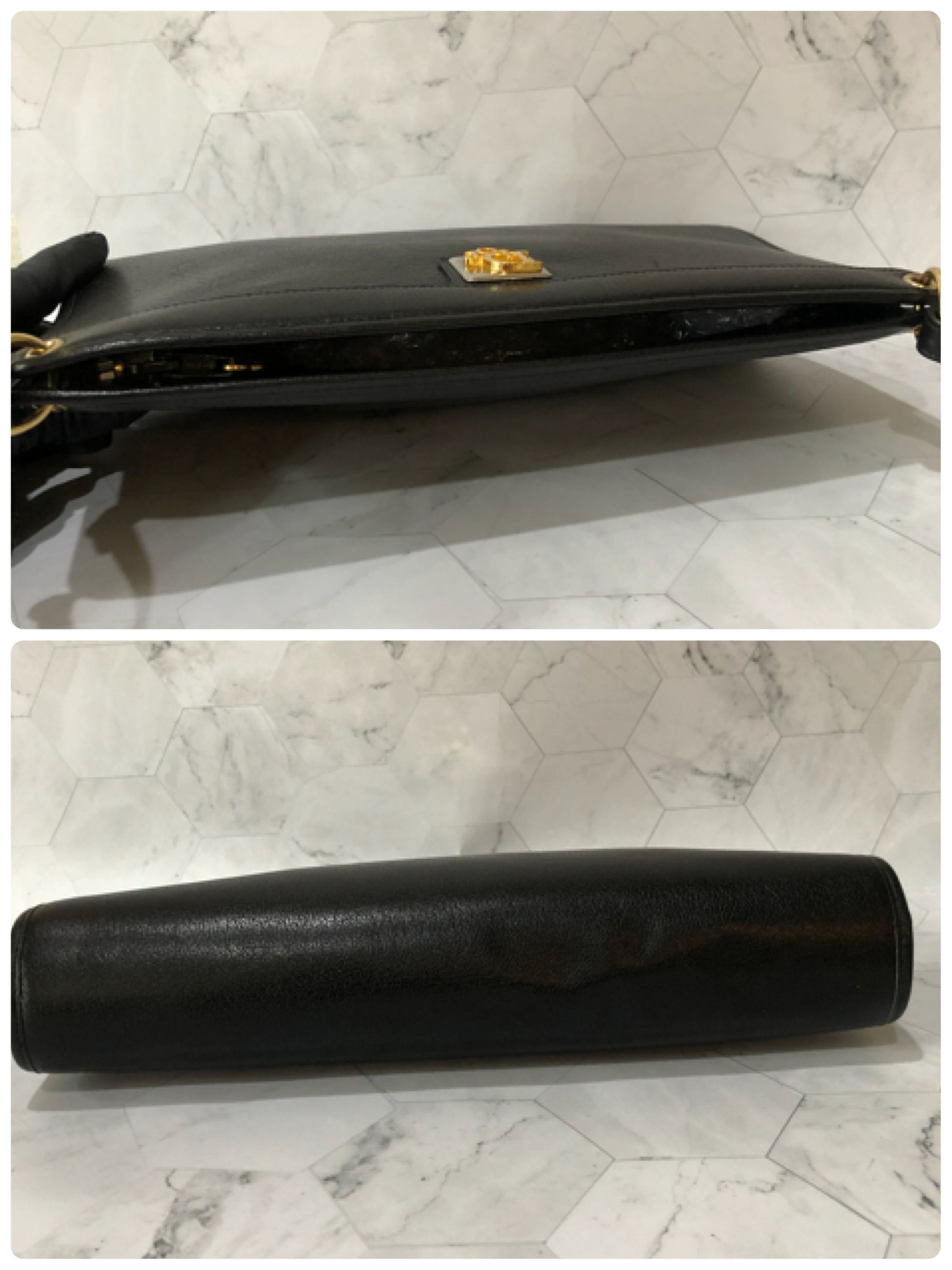 Vintage Christian Dior Shoulder Bag Authentic Black Leather Clutch