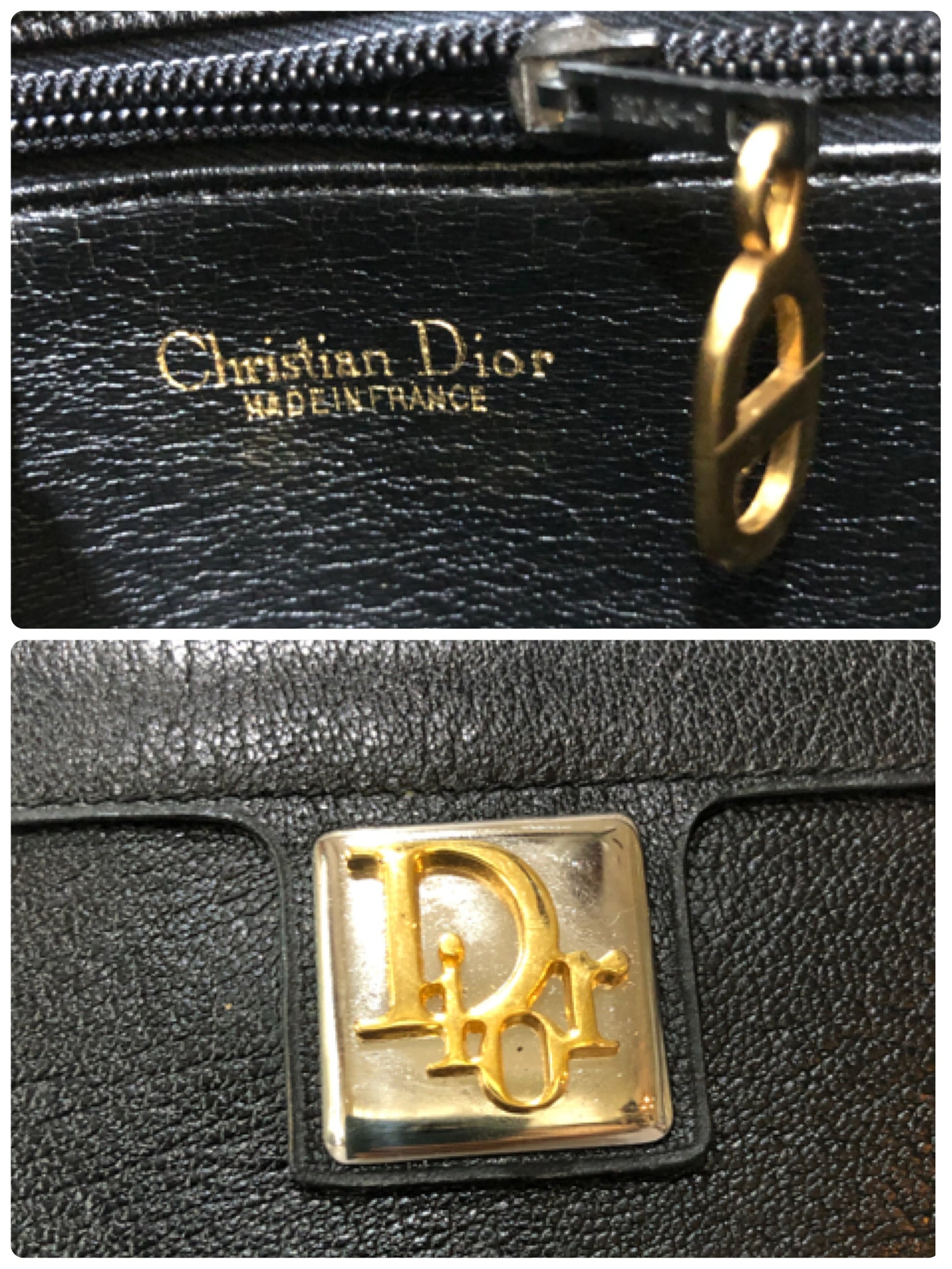 Vintage Christian Dior Shoulder Bag Authentic Black Leather Clutch