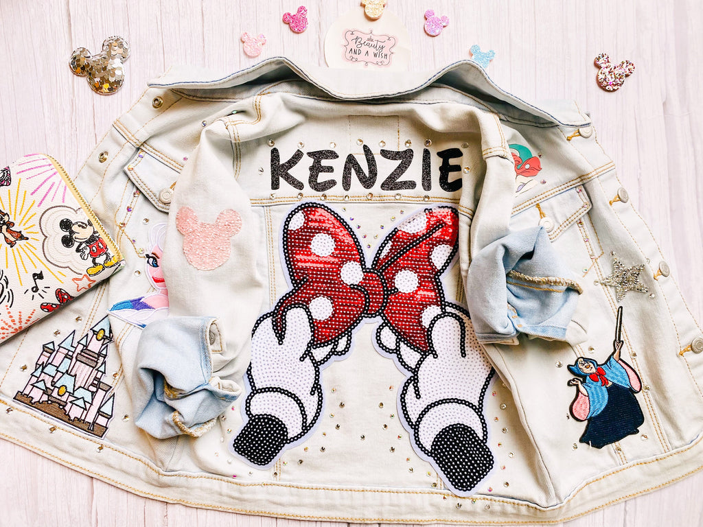 Disney Inspired Minnie Mouse Magic Custom Character Denim Jacket