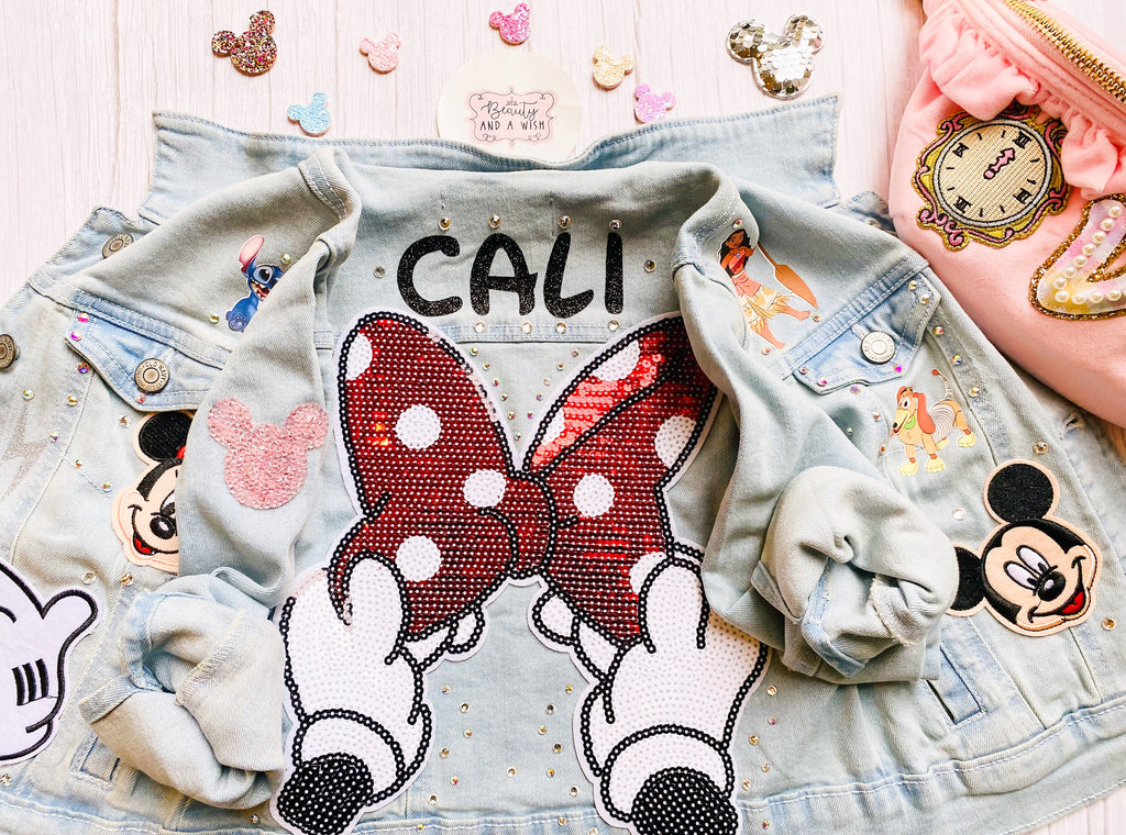 Disney Inspired Minnie Mouse Magic Custom Character Denim Jacket