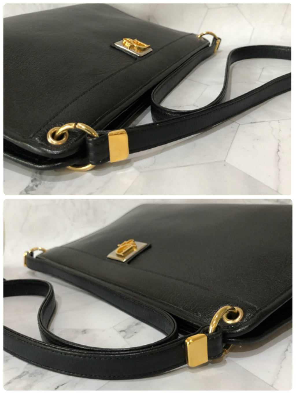 Vintage Christian Dior Shoulder Bag Authentic Black Leather Clutch