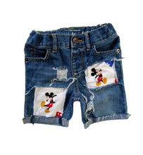 Load image into Gallery viewer, Mickey Mouse Ripped Birthday Shorts,Made From Mickey Fabric
