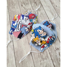 Load image into Gallery viewer, Handmade Sonic The Hedgehog Kids Face Mask, 100% Cotton
