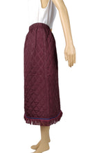 画像をギャラリービューアに読み込む, Quilted Burgundy Midi Skirt with Matching Fringes
