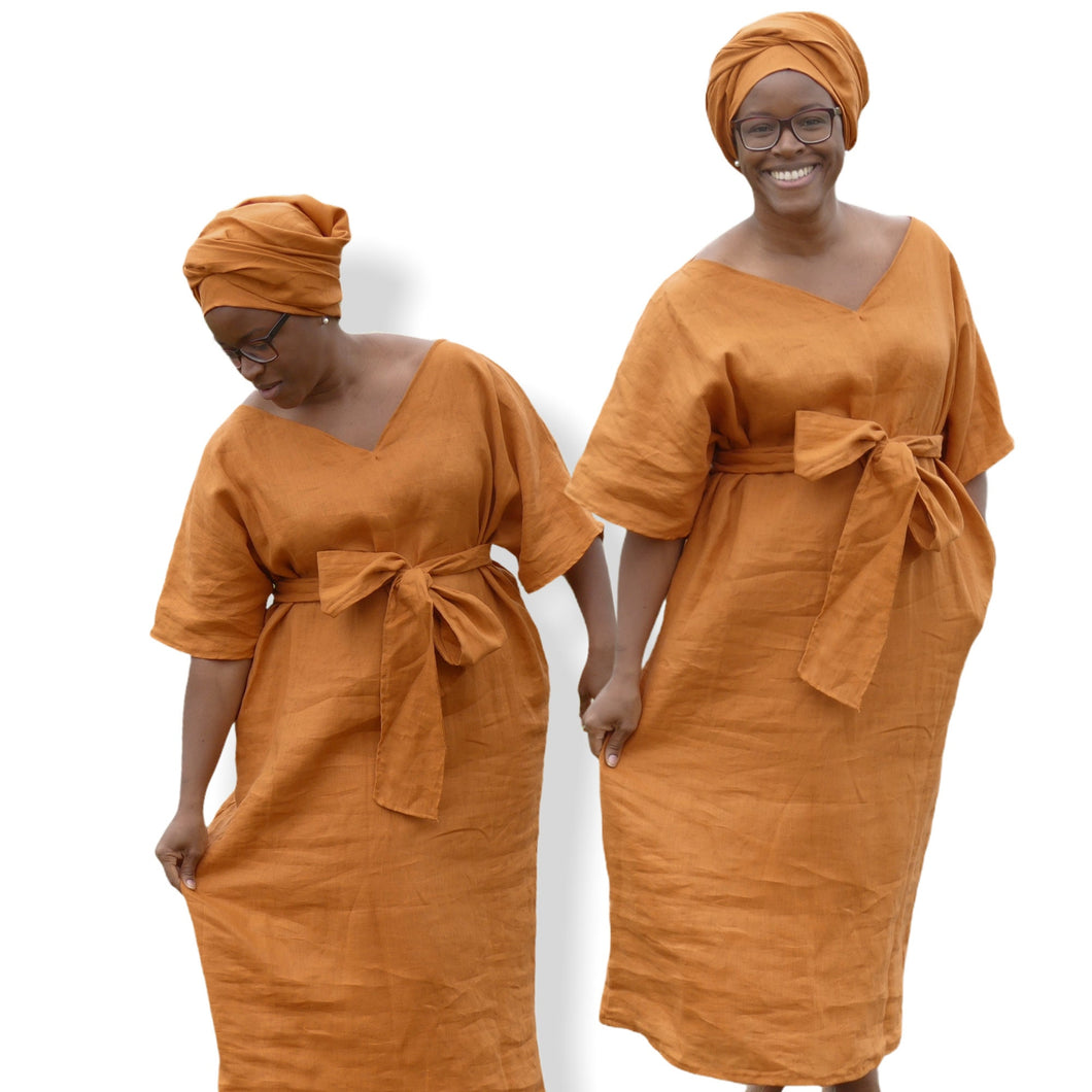 Hebrew linen pocket shift dress, One size fit most
