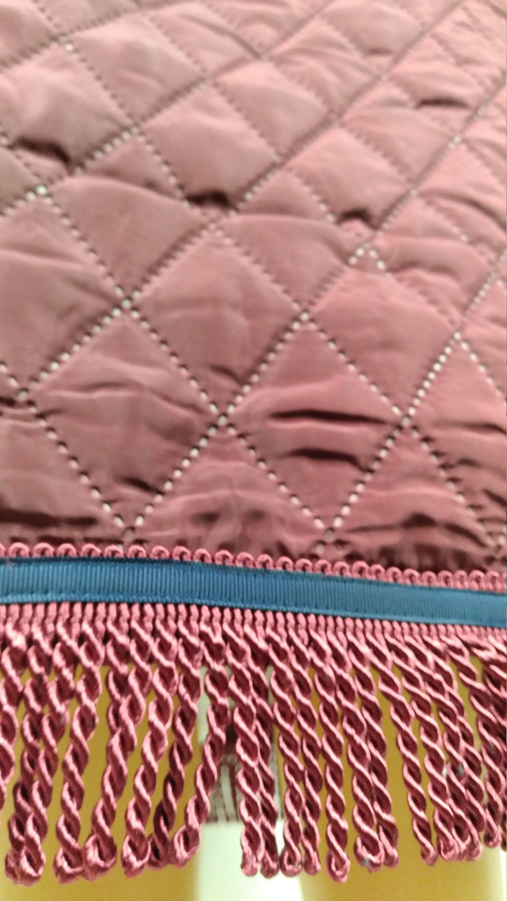 Quilted Burgundy Midi Skirt with Matching Fringes