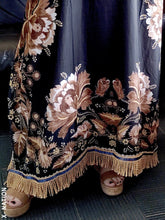 Load image into Gallery viewer, Hebrew Israelite Women&#39;s Brown &amp; Gold Kaftan Dress with Gold Fringes
