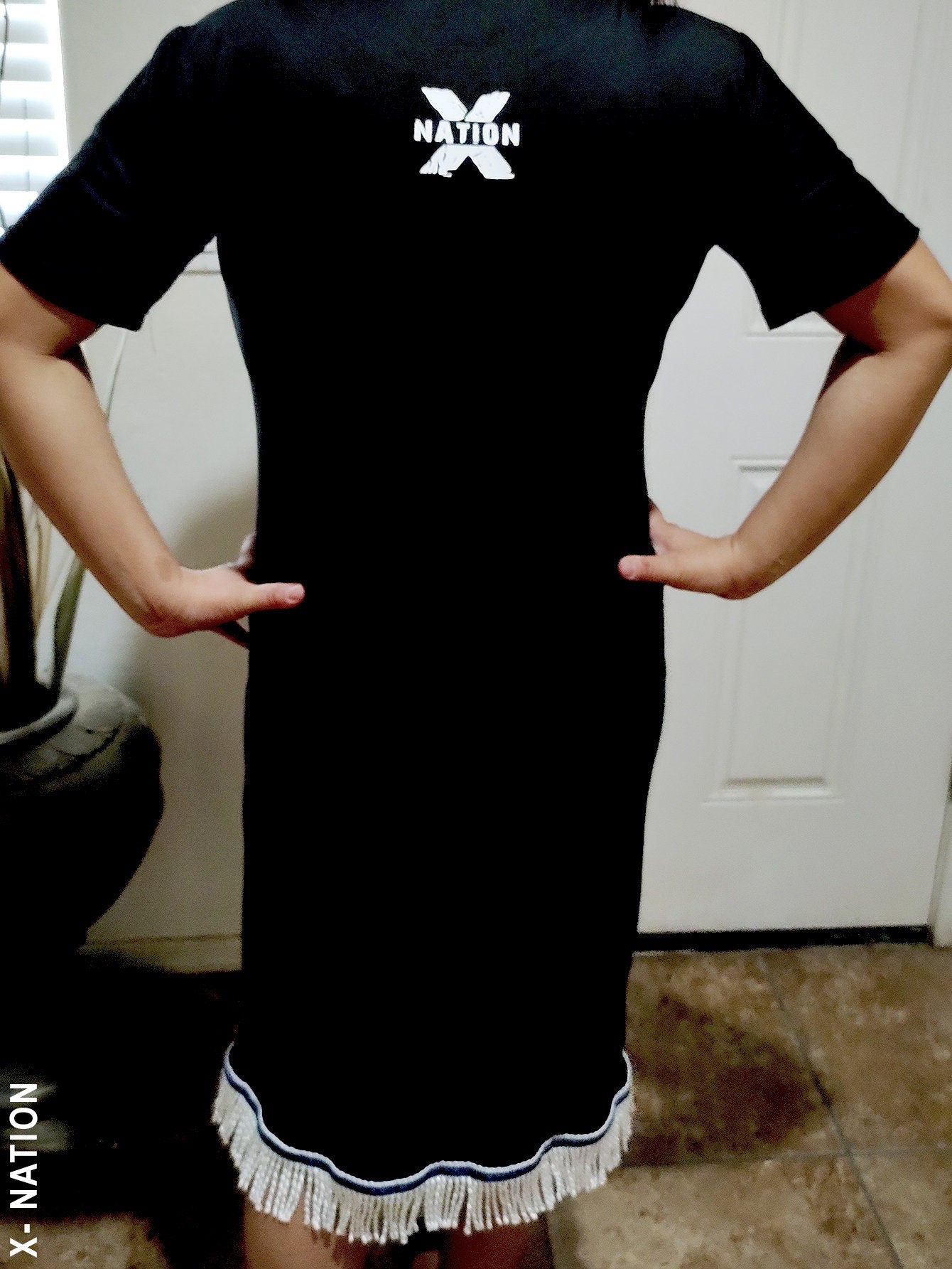 X Nation Hebrew Israelite Women's Blessed T Shirt Dress, with Fringes