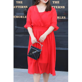 Unomatch Women Empire Waist Stylish Chiffon Dress