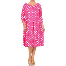 画像をギャラリービューアに読み込む, Moa Round Neck 3/4 Sleeves Polka Dot Maxi Dress
