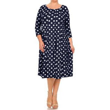 画像をギャラリービューアに読み込む, Moa Round Neck 3/4 Sleeves Polka Dot Maxi Dress
