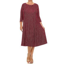 画像をギャラリービューアに読み込む, Moa Round Neck 3/4 Sleeves Polka Dot Maxi Dress
