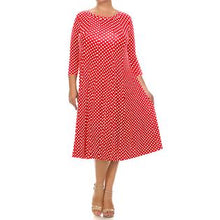 画像をギャラリービューアに読み込む, Moa Round Neck 3/4 Sleeves Polka Dot Maxi Dress
